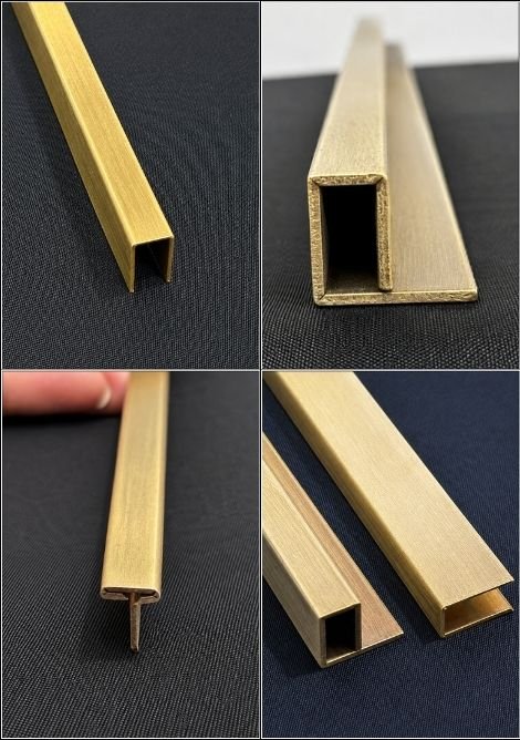 Actual solid brass architectural profile with rich polished tone