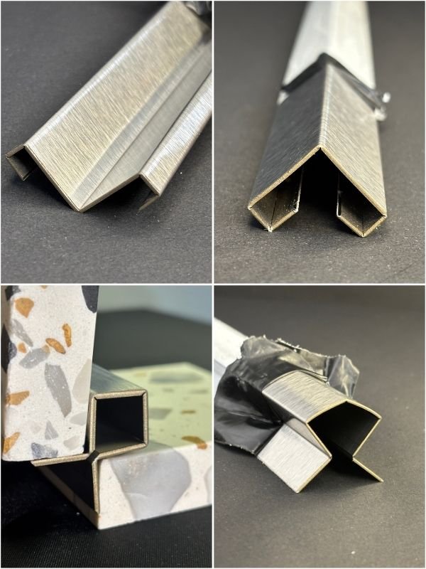 Custom brass corner profile for architectural edge protection