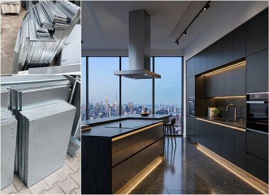 Rust-free stainless steel modular kitchen shutter panels