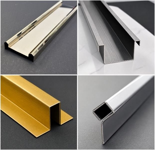 Gold metallic wall and tile highlighter trim profile
